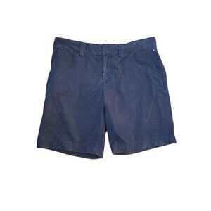 Tommy Hilfiger Womens Sz 12 Chino Shorts Navy Blue 100% Cotton Mid Rise Casual